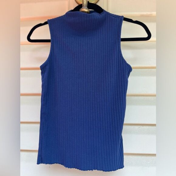 Zara Trafaluc blue ribbed sleeveless top, size Small - Picture 1 of 6